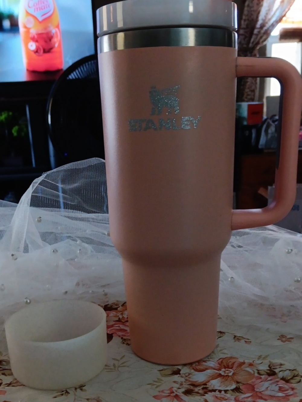 Stanley Pink Metallic Insulated Travel Mug with Handle